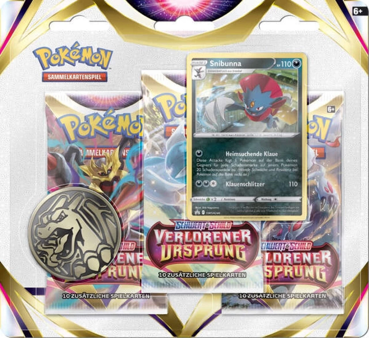 POKEMON 45387 PKM Pokémon Schwert & Schild Verlorener Ursprung 3-Pack Blister, Sortiert