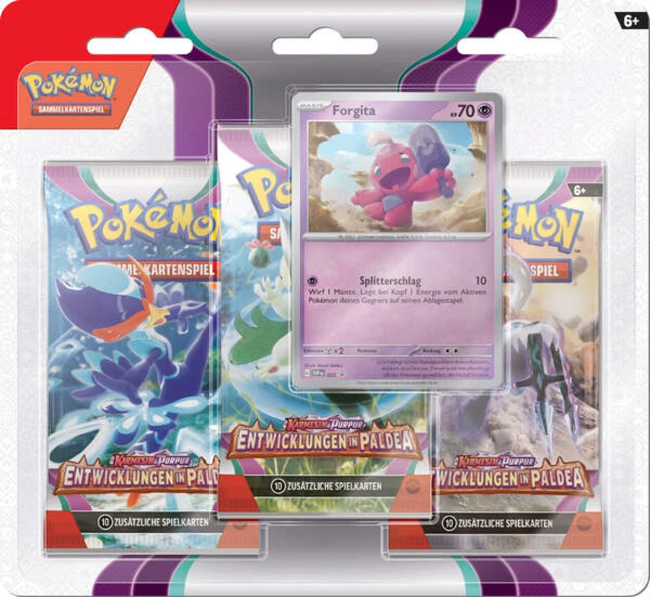 POKEMON 45585 PKM Pokémon Karmesin & Purpur – Entwicklungen In Paldea - 3er-Pack Blister, Sortiert