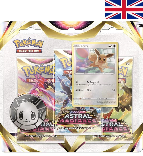 Pokemon Sword & Shield - Astral Radiance - 3-Pack-Blister Eevee EN 1 Pokemon Sword & Shield - Astral Radiance - 3-Pack-Blister Eevee EN